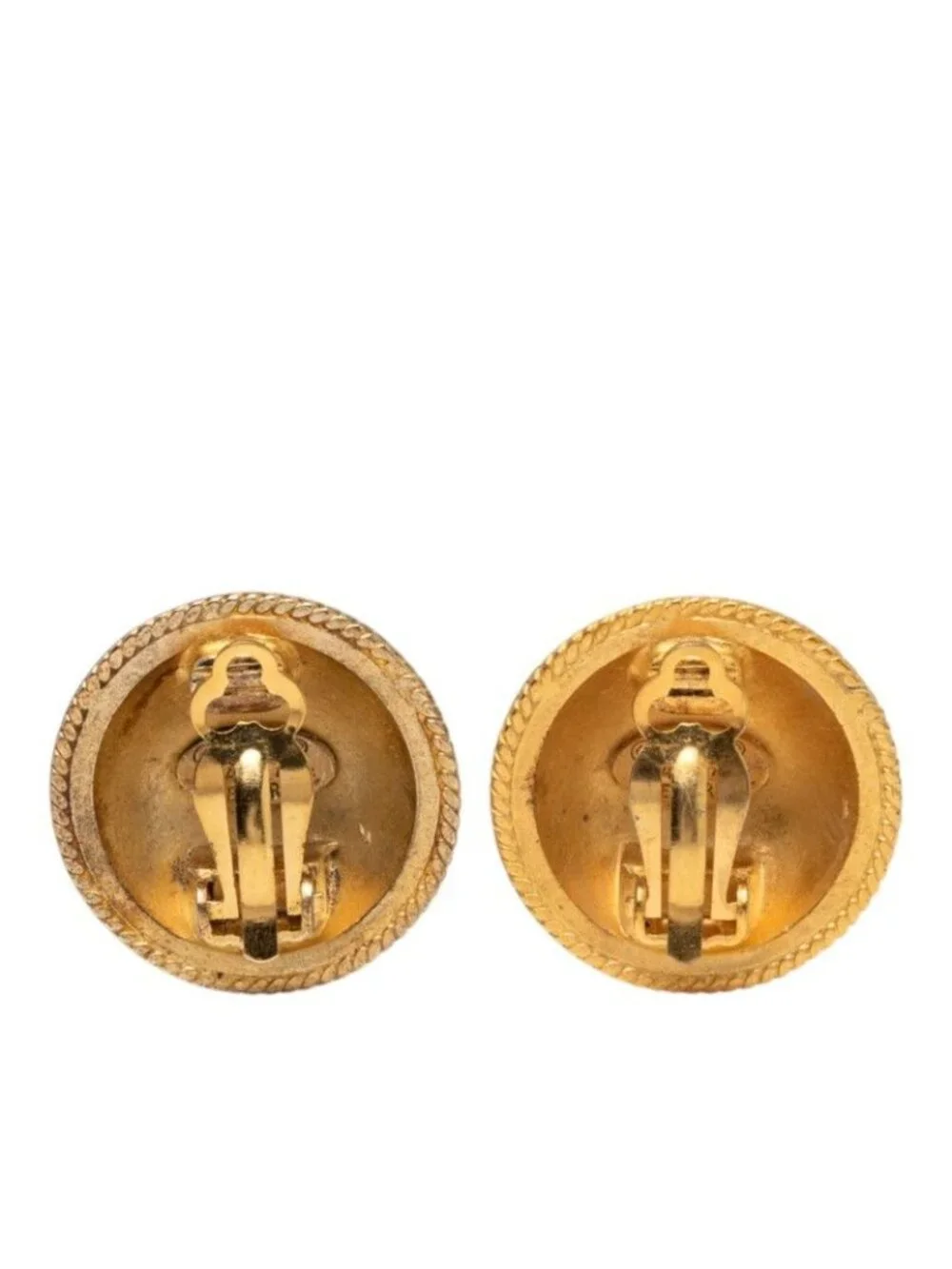 Chanel CC Logo Vintage Earrings Gold Plated